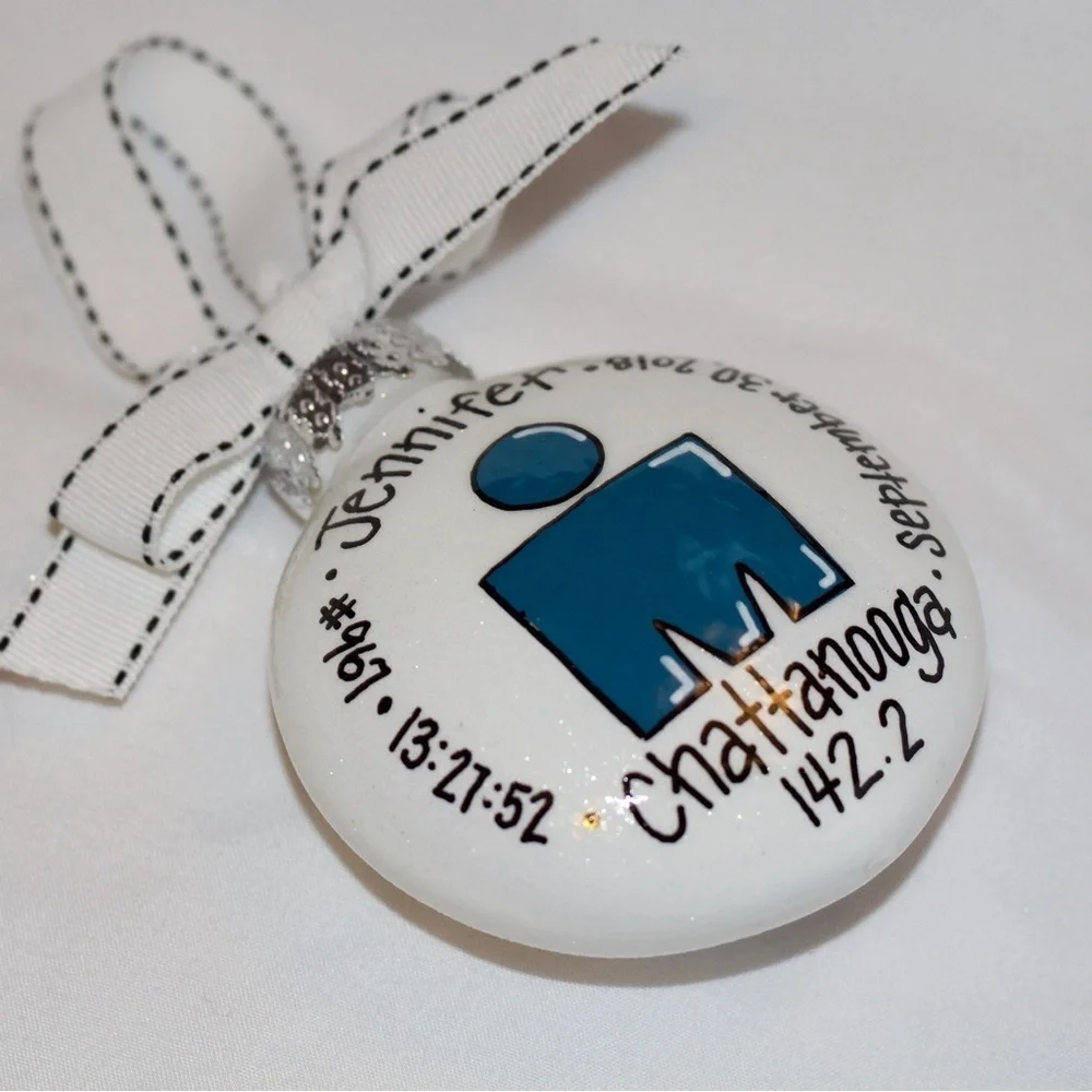 Custom Hand-Painted Triathlon Ornament - Personalized Runner Holiday Decoration